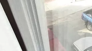 Zelfgemaakte, blowjob door het venster